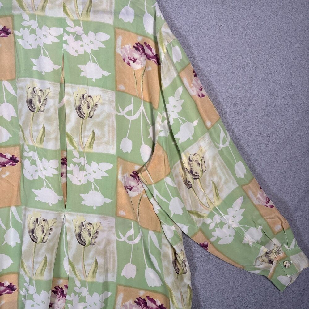Vintage Piano Women 3x 100% Silk Blouse Retro Inspired CottageCore Whimsy Pastel - Picture 16 of 16